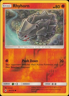 Pokemon - Rhyhorn (92) #92/214 - SM - Unbroken Bonds Reverse Holo - Image 1 of 2