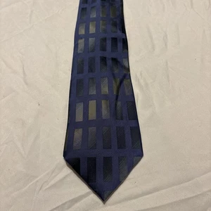 Kenneth Cole Men’s Silk Tie – Blue, Gray, Black & Green Geometric, Preowned - Picture 1 of 4