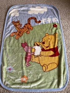 VTG Disney Winnie The Pooh Piglet Plush Baby Throw Blanket Rounded Corners - Picture 1 of 6