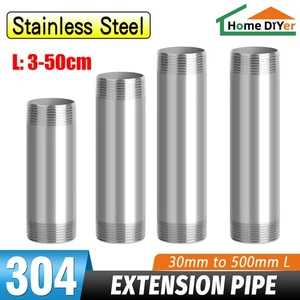 304 Stainless Steel Thread Pipe Fittings Double Nippel 1/2" Extension Tube/Pipe - Picture 1 of 14