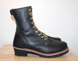 GEORGIA BOOTS Logger lavoro punta tonda 8" G8120 pelle nera uomo US 13W EU 47W - Foto 1 di 16