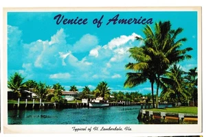 VENICE OF AMERICA Fort Lauderdale Home On The Waterways Florida FL Postcard - Picture 1 of 2