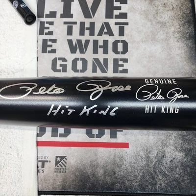 Pete Rose Firmado Negro Pete Rose Modelo Murciélago Pete Rose Holograma Exclusivo Hit King Foto 1 de 4