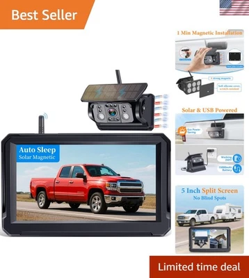 5-Inch HDMI Wireless Backup Camera with Solar Assist - Ideal for Pickup Trucks - Image 1 of 4