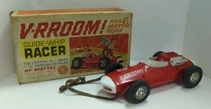 Mattel V-RROOM! Guide-Whip Racer RED Car w/Box 1963, missing sticks/instructions - Picture 1 of 20