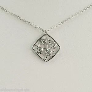 HEARTS ON FIRE NATURAL DIAMOND BROCADE SQUARE PENDANT NECKLACE 18K WHITE GOLD - Picture 1 of 12