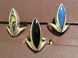 Ring, 925er Silber, mit Onyx, Türkis oder Seeopal. -Verschiedene Grössen! - Picture 1 of 8