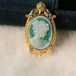 F18 Göttin Flora Blumenstrauß Perlmutt grüner Achat Anhänger Silber 925 - Bild 1 von 1