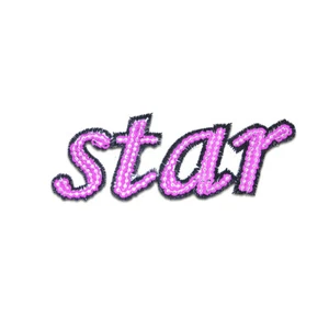 Aufnäher / Bügelbild - Star Comic mit Pailletten – pink – 8,7x3,4cm - Bild 1 von 3