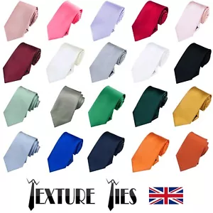 Men's Plain Tie | Single Colour Modern-Width Mens Tie . Necktie Choose Colour - Picture 1 of 39