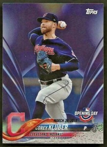 2018 Topps Opening Day Corey Kluber #158 Toys R Us Purple Foil - NO HITTER