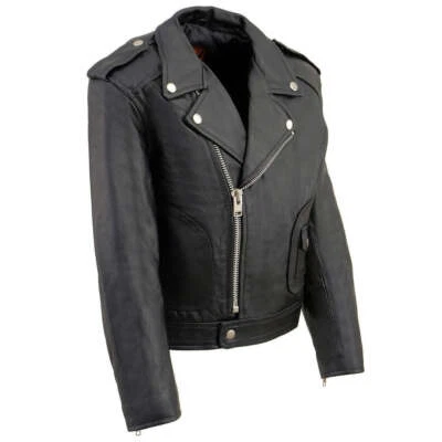 Milwaukee Leather 1920 Boy's Black Premium Leather Classic Biker Jacket - Image 1 of 4