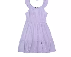 Trixxi Girl Layered Dress Big Girls M Light Purple Dotted Scoop Neck Pullover - Picture 1 of 15