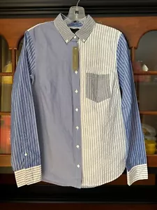 NWT $88 J. CREW MULTI STRIPE BLUE WHITE BUTTON UP SHIRT BLOUSE SIZE 6 - Picture 1 of 9