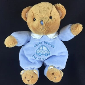 Carter's Thank Heaven For Little Boys Oso de peluche azul Sonajero de peluche 9" - Imagen 1 de 6