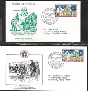 WALLIS & FUTANA 1976 2 DIFFERENT FDC BATTLE OF YORKTOWN AMERICAN BICENTENNIAL - Picture 1 of 2