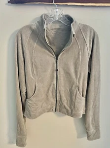 Lululemon Scuba Track Jacket Velvet Cord in Riverstone Full Zip Size 10 - Picture 1 of 2