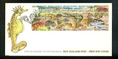 Postal History New Zealand FDC #1335-1344 Marine Animals fish sea horse 1996 - Image 1 of 2