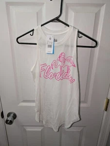 Florida Flamingo Tank Shirt Women’s XS-White/Pink-NWT - Picture 1 of 5