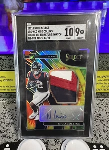 2021 Panini Select Nico Collins RC Tie Dye SSP 17/25 RPA Rookie Patch Auto SGC 9 - Picture 1 of 6