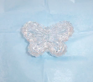 Vintage Bleikristall Schmetterling Schmuck Ring Schale Box mit Deckel bedeckt 3x2 Zoll - Bild 1 von 8