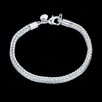 8" Mens Womens 925 Sterling Silver 4mm Franco Cuban Link Chain Bracelet #B296 - Image 1 of 4