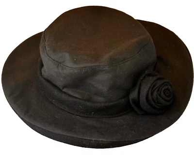 Moda Sombrero Mujer M/L Slouch Viaje Negro 100% Algodón Banda Interior Elástica Foto 1 de 4