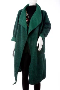 Manteau italien Lagenlook pour femmes boucle cascade poches avant mélange laine taille unique - Photo 1/11
