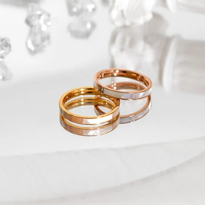 Ring aus Edelstahl mit Perlmutt Farbwahl: Rosegold, Gold - Damen - Bild 1 von 4