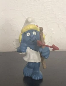Smurfs Valentine Smurfette Cupid Bow & Arrow Love Smurf 20156 Vintage Figurine A - Picture 1 of 5