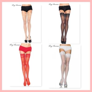Leg Avenue 1022 Stay Up Spandex Sheer Thigh Highs with Silicone Top - Picture 1 of 9