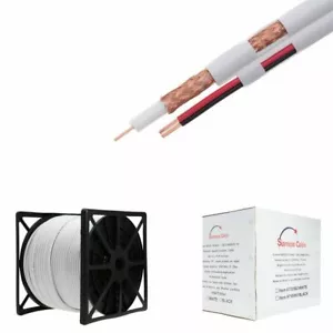 RG59 18/2 Cable Siamese 1000ft 500ft 250ft Security Camera CCTV Bulk Coax Wire N - Picture 1 of 12