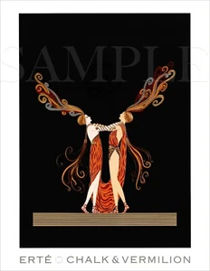 8.5x11 Vintage Erte Fine Art Deco Color Print Picture Poster Women Old Nouveau - Picture 1 of 1