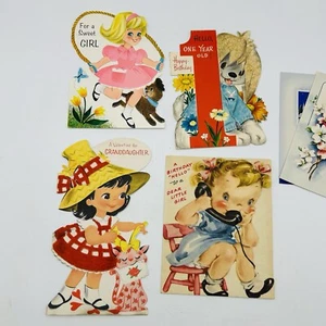 Lote De Colección De 4 Tarjetas De Felicitación Años 50 + Gatitos Animales Para Una Dulce Niña + extras - Imagen 1 de 13