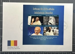 Chad 2020 (Large FDC) Mahatma Gandhi Imperf. Stamps Sheet Famous People - Picture 1 of 1