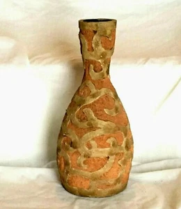 11,5" T Vintage 2003 APF Inc signierte Steingut Schnörkel Design Flasche Hals Vase - Bild 1 von 8