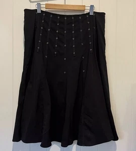Blue Illusion Women’s Skirt Size 2L Black Eyelet Studs & Tape 12 Gore Lined Zip - Picture 1 of 6