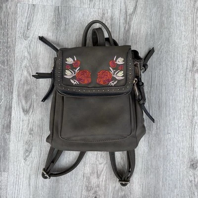 Floral Embroidered Mini Backpack green Roses cottage Festival Fairy Grunge 90s - Image 1 of 4