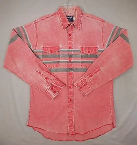 Camisa Wrangler Brushpopper Western a Rayas para Hombres 16.5-36 Preencogida Hecha en EE. UU. De Colección - Imagen 1 de 9