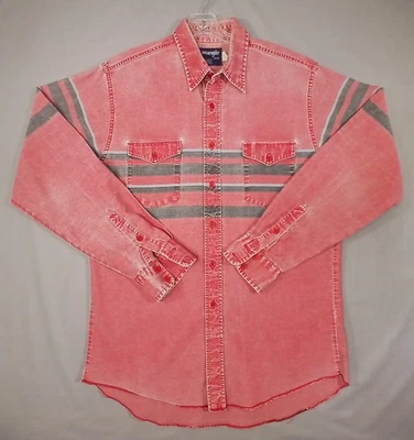 Camisa Wrangler Brushpopper Western a Rayas para Hombres 16.5-36 Preencogida Hecha en EE. UU. De Colección Foto 1 de 4