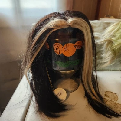 Brown with Blonde highlight Wig Longer Bob Halloween Adult Costume Accessory NEW - Image 1 of 4