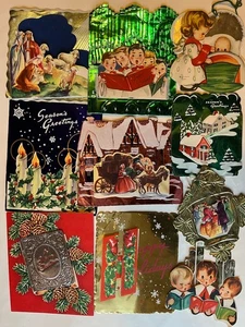 LOT 10 VTG WEIHNACHTSKARTEN alle STANZFOLIE 50er Jahre gebraucht & unbenutzt Chorknaben - Bild 1 von 7