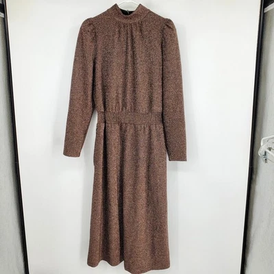 Ryegrass Mock Neck Metallic Shimmer Glitter Holiday Party Festive Midi Dress XL - Image 1 of 4