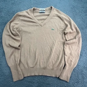 Suéter IZOD Lacoste Para Hombres Tostado Cuello en V Manga Larga Clásico Logo Talla Mediana - Imagen 1 de 9