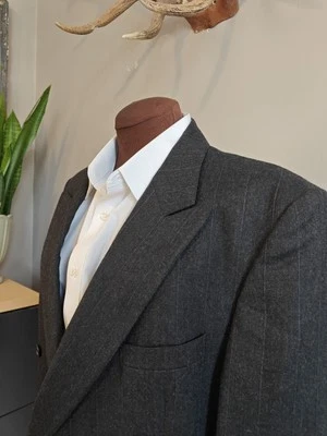 🇺🇲 Abrigo Deportivo De Colección Potomac Para Hombres 41R Lana Doble Pecho Gris Tiza Rayas Foto 1 de 4