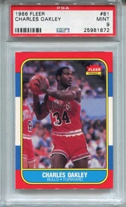 1986 Fleer Charles Oakley Rookie Card PSA 9 MINT Graded Basketball #81 - Picture 1 of 2