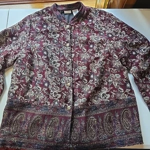 Vintage White Stag Paisley Floral Tapestry Jacket Whimsy Grunge 18W 20W - Picture 1 of 11