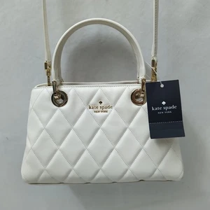 Bolso Cartera Kate Spade Carey Blanco Cuero Liso Acolchado Doble Asas - Nuevo con Etiquetas - Imagen 1 de 16