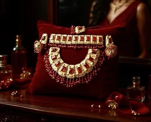 Indian Bollywood Gold Plated Fashionable Bridal Jewelry Necklace Set - Picture 1 of 5