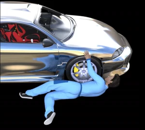 V090 1x "Mechaniker liegend #1"  - ca.10 cm  1:18 - unbemalt - Bild 1 von 4